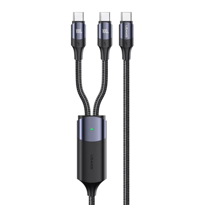 Καλώδιο USB Usams USB-C σε 2x USB-C US-SJ551, PD 100W, 1.2m, μαύρο