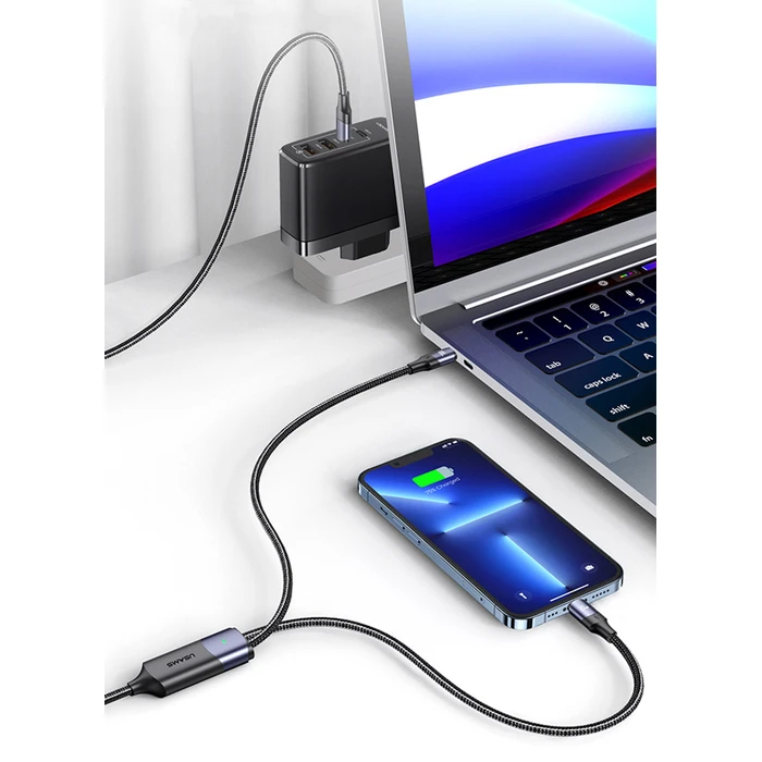Καλώδιο USB Usams USB-C σε 2x USB-C US-SJ551, PD 100W, 1.2m, μαύρο
