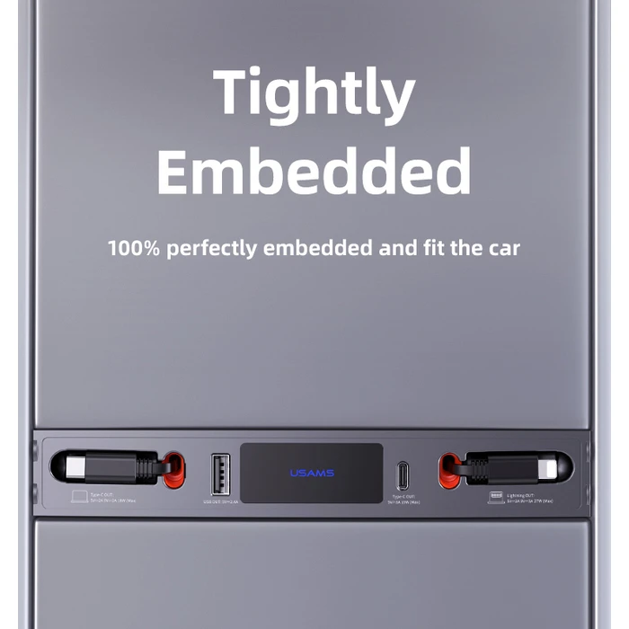 Φορτιστής Αυτοκινήτου Usams Us-Sj649 για Tesla(3/Y), με 2X Usb/USB-C Θύρες, 60W, Γκρι