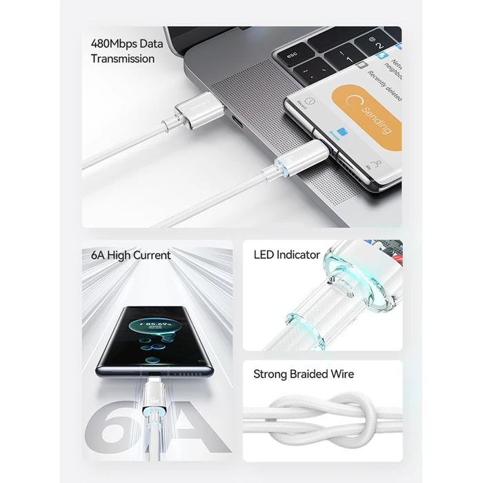 Καλώδιο USB-C Usams σε USB US-SJ658, 66W, 480Mbps, 1.2m, μπλε