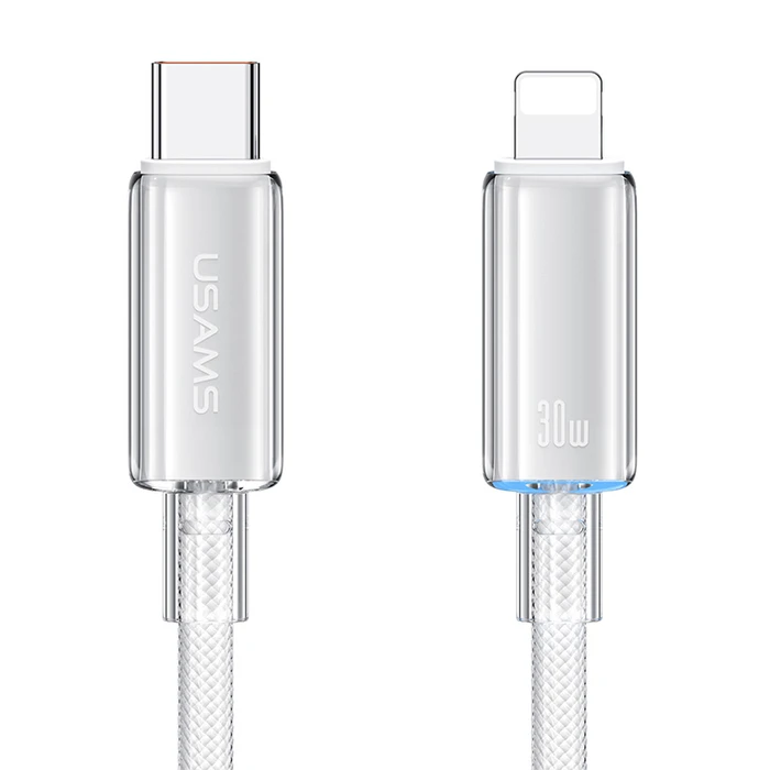Καλώδιο Lightning Usams σε USB-C US-SJ659, 30W, 480Mbps, 1.2m, λευκό