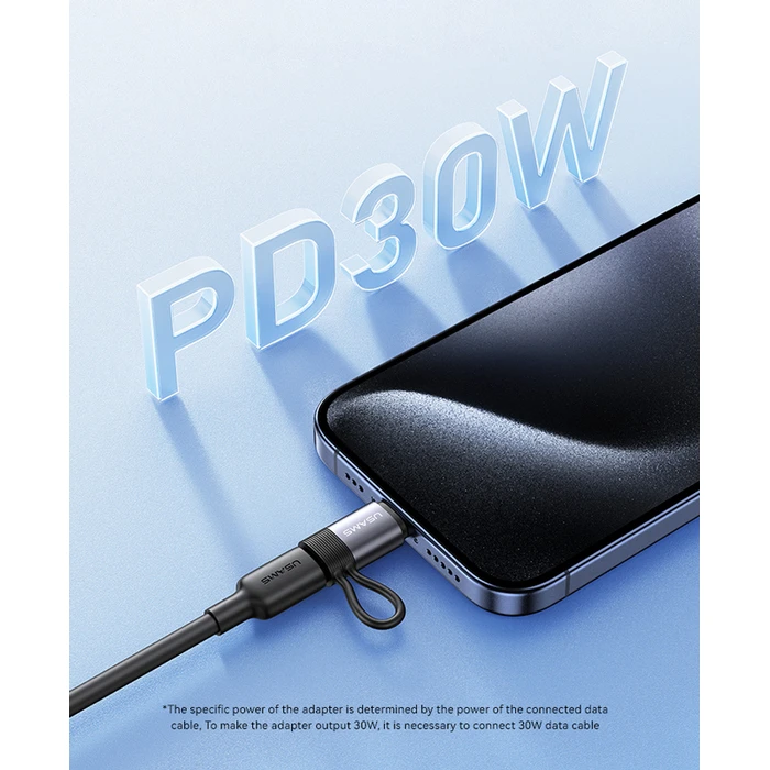 Αντάπτορας USB-C Usams σε Lightning US-SJ677, 30W, 480Mbps, γκρι