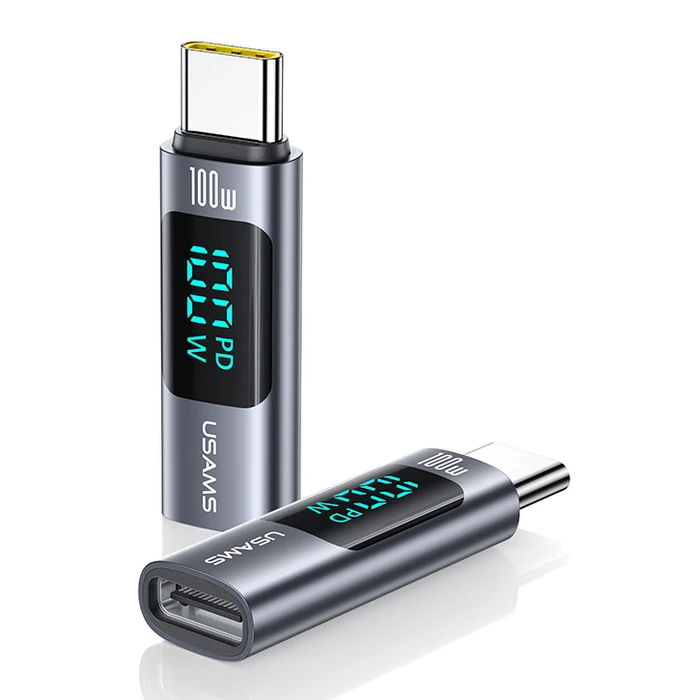 Αντάπτορας USB-C Usams US-Sj682 με Οθόνη, 100W, Γκρι