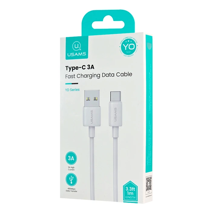 Καλώδιο USB-C Usams σε USB Us-Sj708, 3A, 480Mbps, 1M, Λευκό