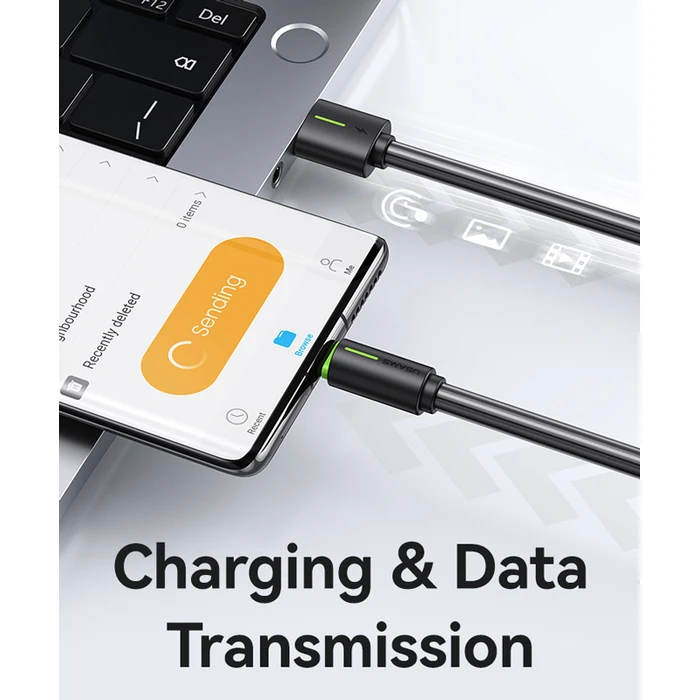 Καλώδιο USB-C Usams σε USB Us-Sj732, 3A, 480Mbps, 1M, Μαύρο