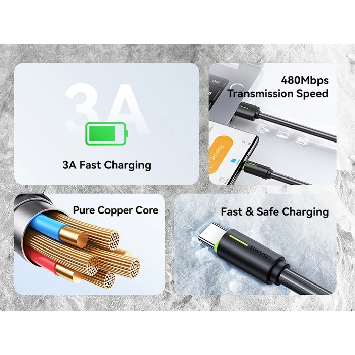 Καλώδιο USB-C Usams σε USB US-SJ732, 18W, 480Mbps, 1m, λευκό