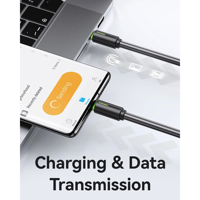 Καλώδιο USB-C Usams US-SJ734, 60W, 480Mbps, 1m, Μαύρο