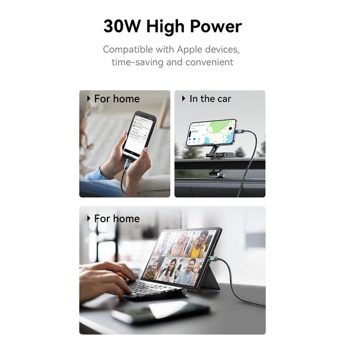 Καλώδιο Lightning Usams σε USB-C SJ749, 30W, 480Mbps, 1.2m, Μαύρο