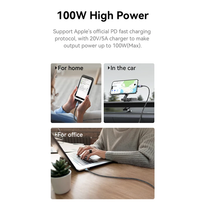 Καλώδιο USB-C Usams SJ750, 100W, 480Mbps, 1.2m, Μαύρο