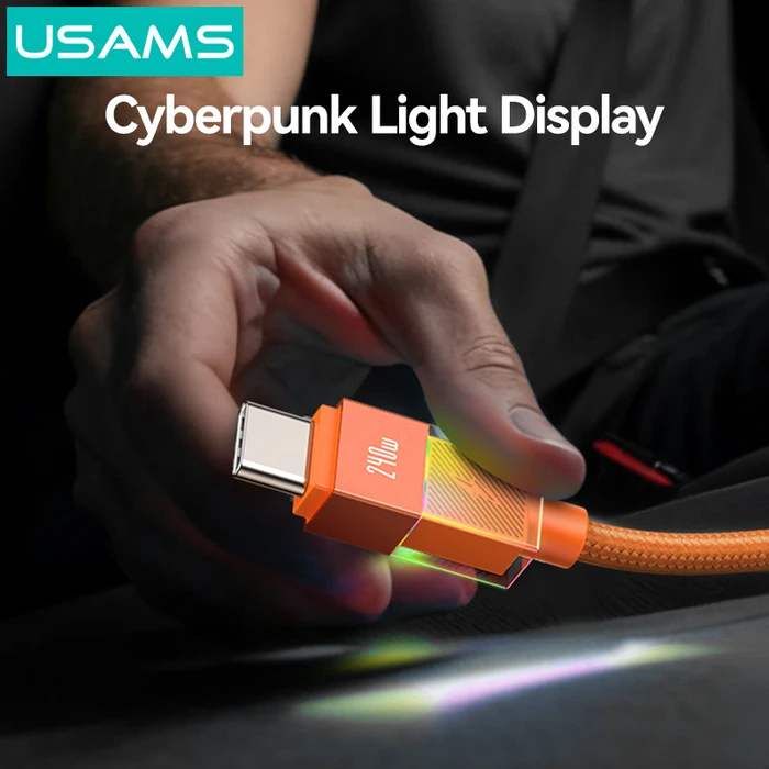 USAMS USB-C Cable SJ775 (SJ775USB01), 240W, 480Mbps, 1.2m, Black