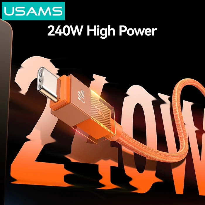 USAMS USB-C Cable SJ775, 240W, 480Mbps, 1.2m, Orange