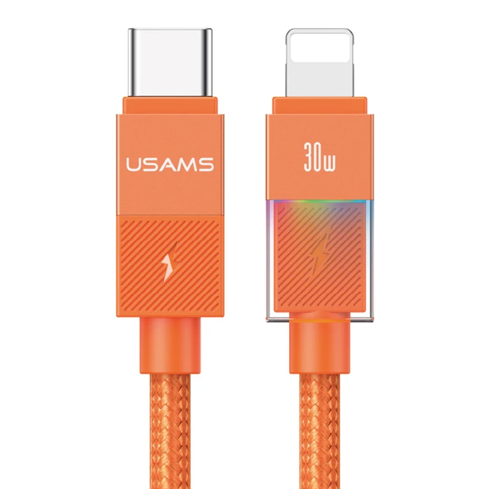 USAMS Lightning to USB-C Cable SJ776, 30W, 480Mbps, 1.2m, Orange