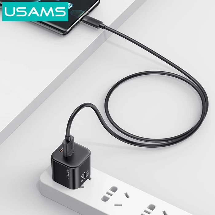 Usams USB 2.0 Cable USB-C male - USB-A 18W PD Μαύρο 1m SJ777USB01