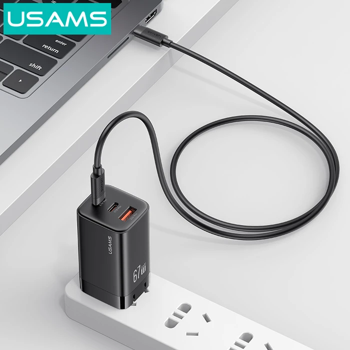 Usams USB 2.0 Cable USB-C male - USB-C 60W PD Μαύρο 1m SJ780USB01