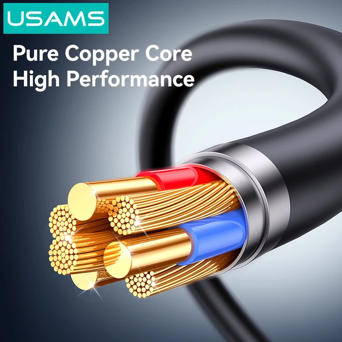Usams USB 2.0 Cable USB-C male - USB-C 60W PD Μαύρο 1m SJ780USB01