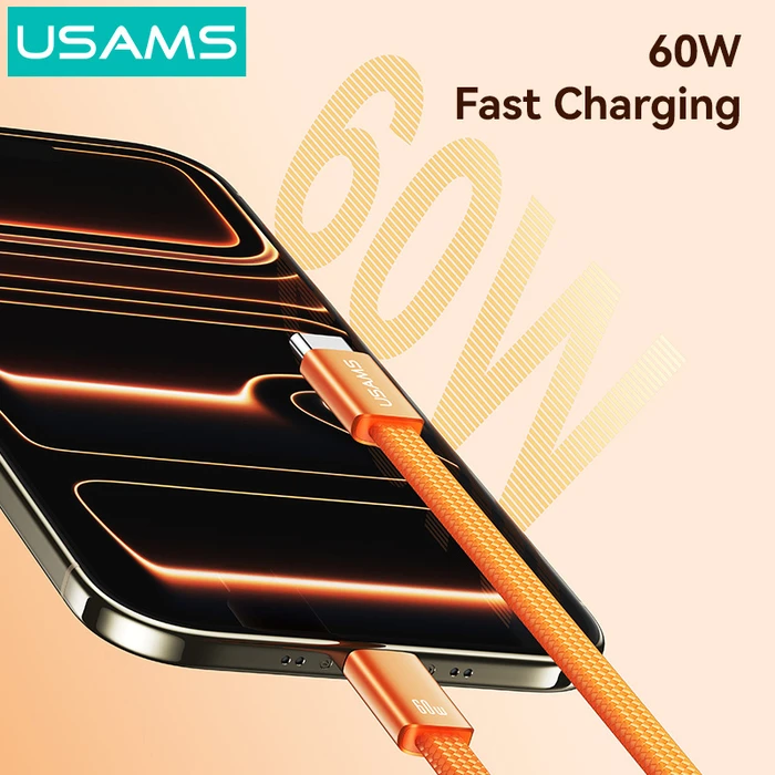 Usams USB 2.0 Cable USB-C male - USB-C 60W PD Μπλε 1.2m SJ783USB01