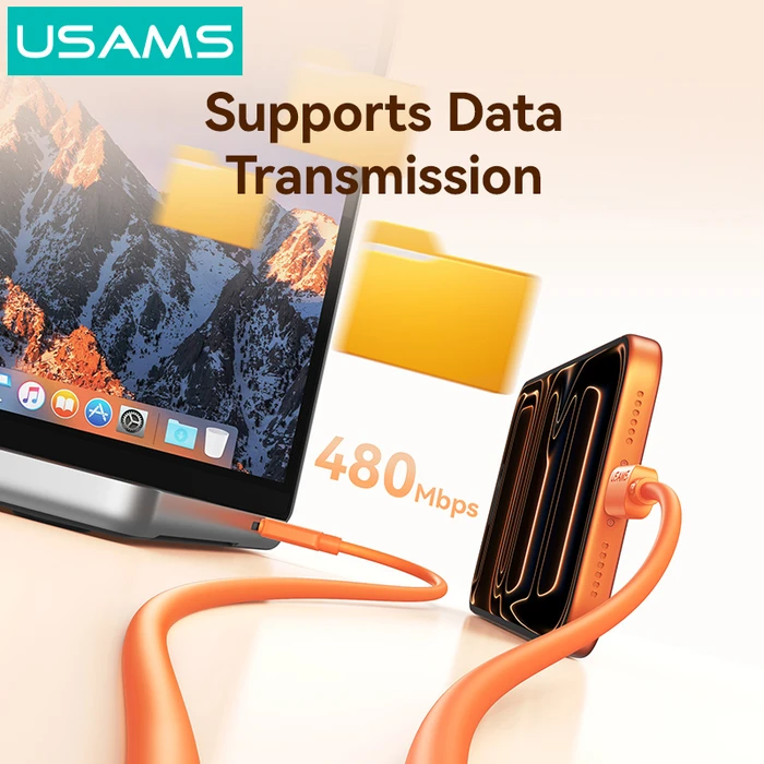 USAMS καλώδιο USB-C σε USB SJ786, σιλικόνης, 1m, μαύρο