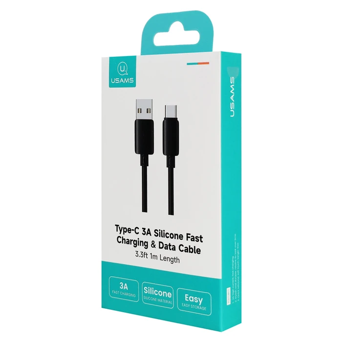 USAMS καλώδιο USB-C σε USB SJ786, σιλικόνης, 1m, μαύρο