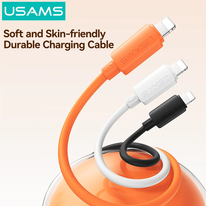 USAMS Lightning to USB-C Cable SJ788, 1m, 30W, 480Mbps, Black