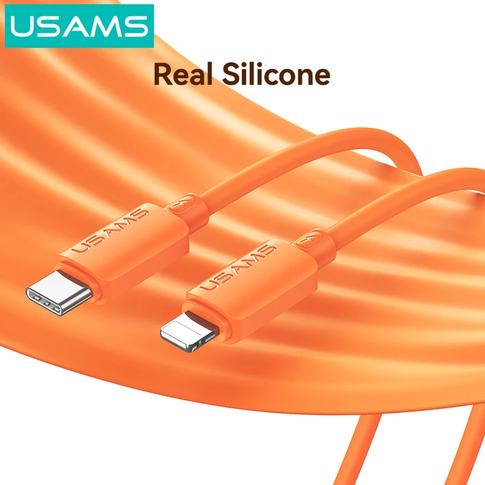 USAMS Lightning to USB-C Cable SJ788, 1m, 30W, 480Mbps, Black