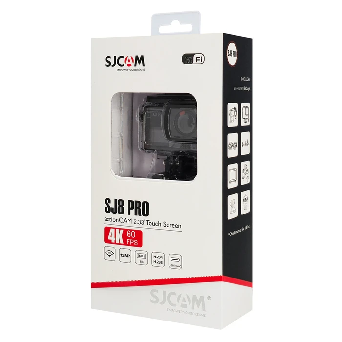 SJcam SJ8 Pro Action Camera 4K Ultra HD Υποβρύχια με Οθόνη Αφής 2.3" και Wi-Fi Μαύρη