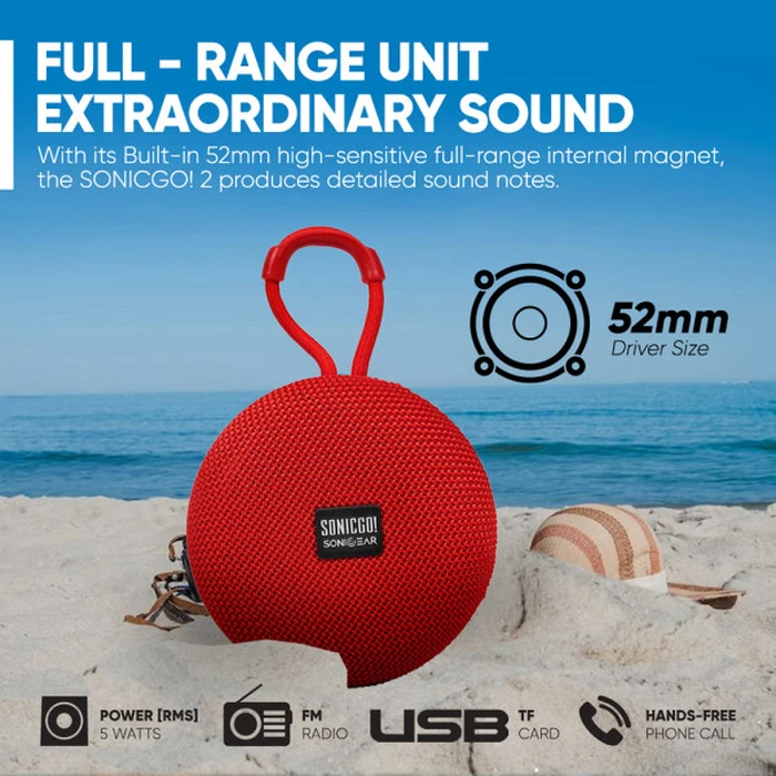 Φορητό Ηχείο Bluetooth Sonic Gear SONICGO 2 5.3 With MIC FM USB PLAYBACK RED
