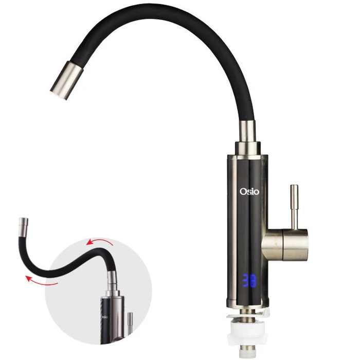 Ταχυθερμαντήρας Osio OHF-2035 βρύση inox ευλύγιστο και με οθόνη 3300 W