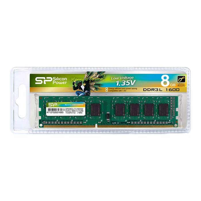 Μνήμη RAM Σταθερού DDR3 8GB Silicon Power UDIMM SP008GLLTU160N02, 1600MHz