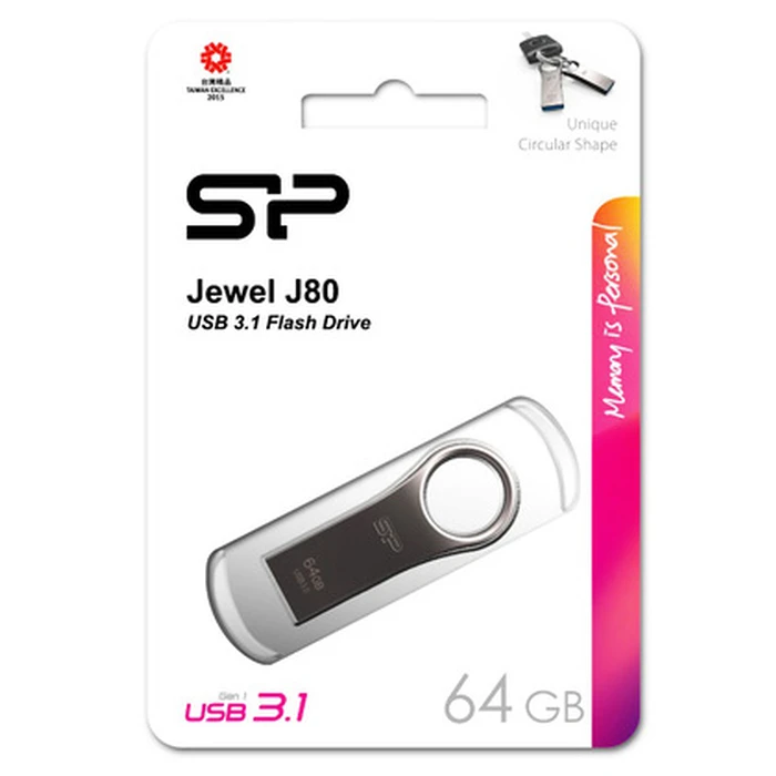 USB Flash 64GB Silicon Power Jewel 80, USB 3.1, Titanium