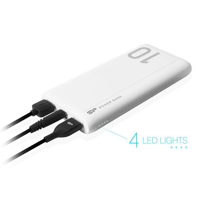 Power Bank Silicon Power GP15, 10000mAh, 2x USB output, 2.1A, λευκό