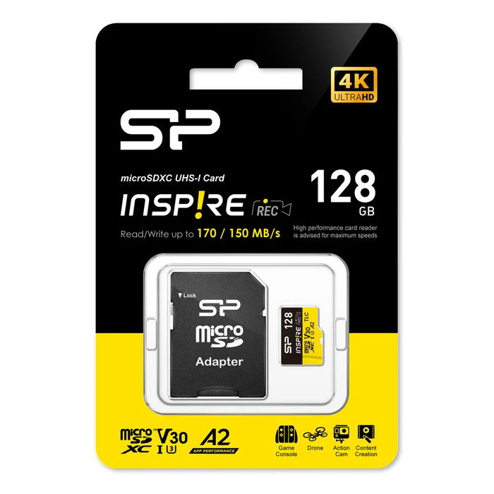 Silicon Power microSDXC 128GB U3 V30 A1 UHS-I 170MB/s με αντάπτορα
