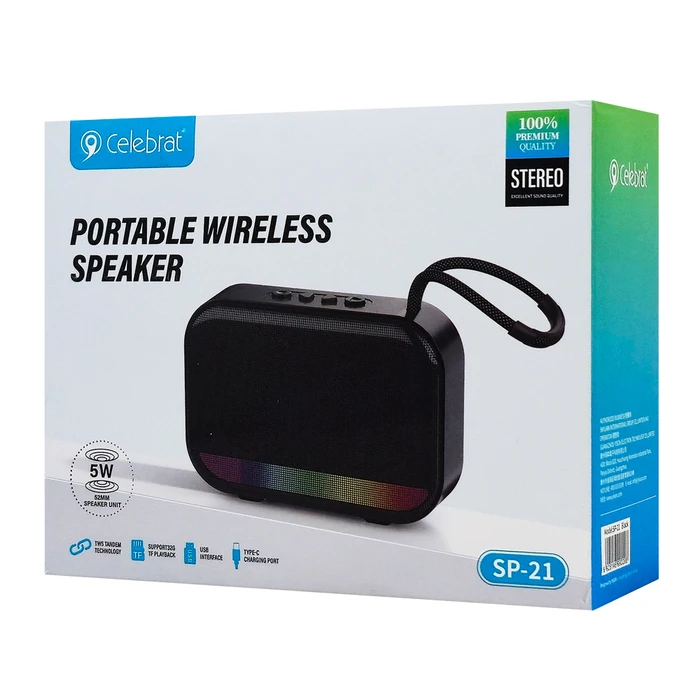 Celebrat Ηχείο Bluetooth 5W με Διάρκεια Μπαταρίας έως 3.5 ώρες Μαύρο SP-21