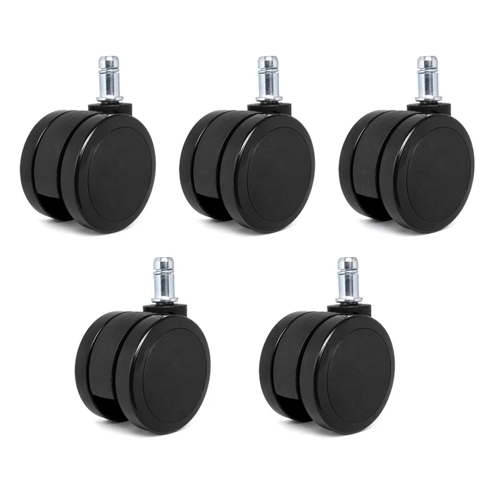 Powertech replacement caster wheels set PT-1390 for office chair, 5 pcs, 60 mm