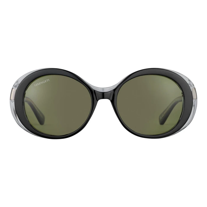 Serengeti Bacall Women's Sunglasses SS541001 — Black Acetate Frame, Green Photochromic Polarized Lenses (51/21/140 mm)