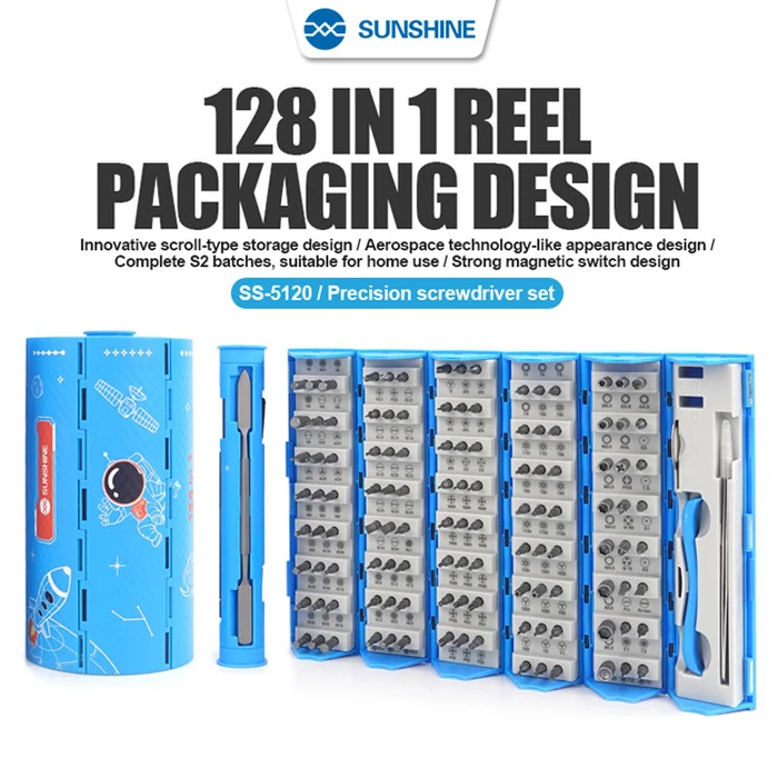 Σετ Κατσαβιδιών Sunshine ακριβείας SS-5120 με Θήκη, μαγνητικό, 128τμχ