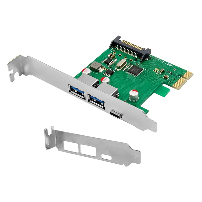 Κάρτα Επέκτασης PCIe Powertech σε 2x USB & 1x USB-C ST627, 5Gbps, 66x68mm