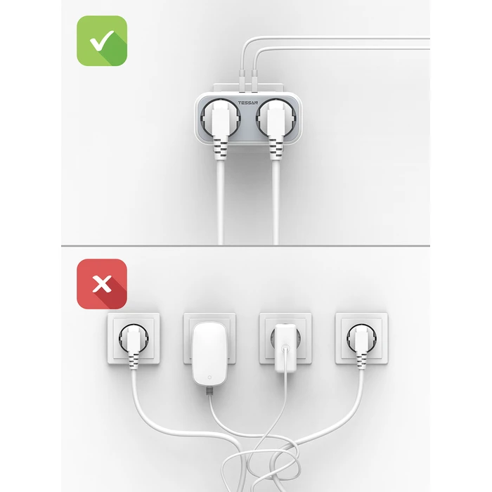 Ταφ Tessan 4 IN 1 WALL SOCKET 2xSCHUKO, 1xUSB-C,1xUSB