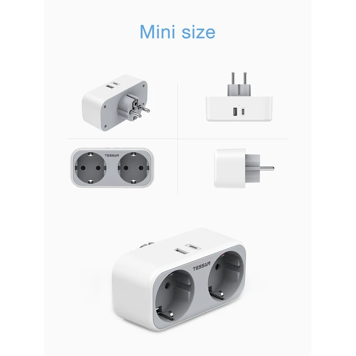 Ταφ Tessan 4 IN 1 WALL SOCKET 2xSCHUKO, 1xUSB-C,1xUSB