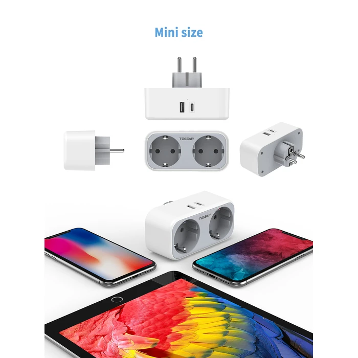 Ταφ Tessan 4 IN 1 WALL SOCKET 2xSCHUKO, 1xUSB-C,1xUSB