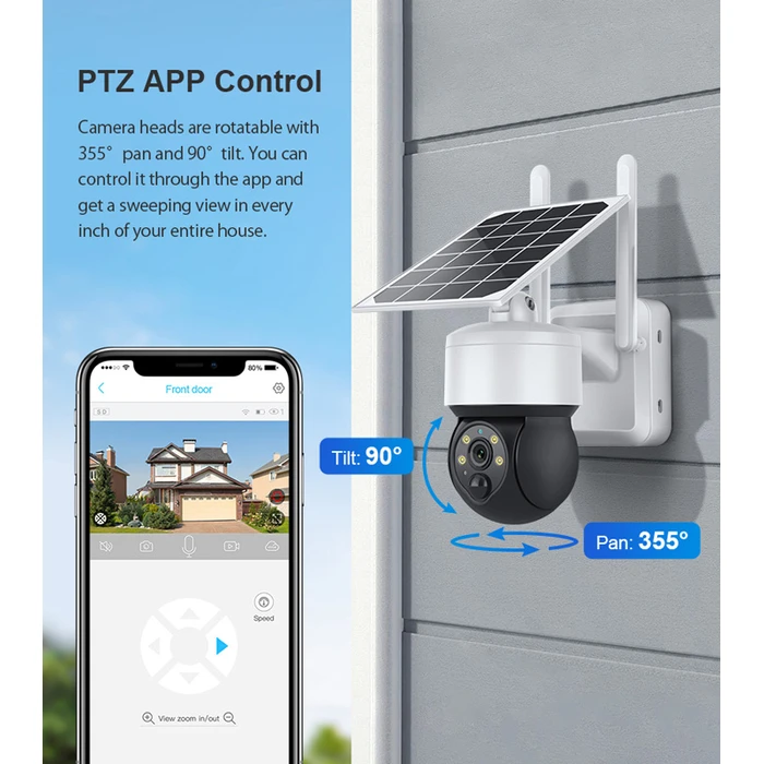 Κάμερα Παρακολούθησης Sectec smart ηλιακή ST-S517C-3M, 3MP, PIR, PTZ, cloud/micro SD