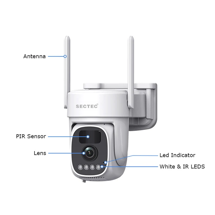 SECTEC σύστημα παρακολούθησης 4x smart ηλιακών καμερών ST-WRK04-EU με Hub, 3MP