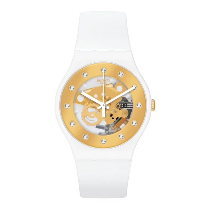 Γυναικείο Ρολόι Swatch Suoz148 (41mm) Καουτσούκ Λουράκι Λευκό
