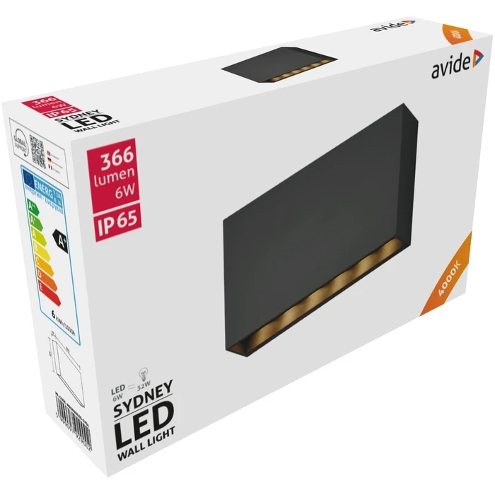 Εξωτερικό Φωτιστικό Avide Τοίχου Sydney LED 6W Λευκό 4000K IP65 20cm