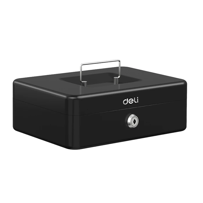 DELI Portable Extra Large Cash Box Black