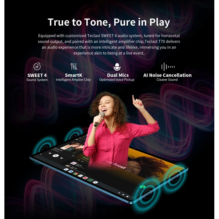 Tablet Teclast T70, 14", 8/256GB, 4G, Android 14, 10000mAh, Μπλε