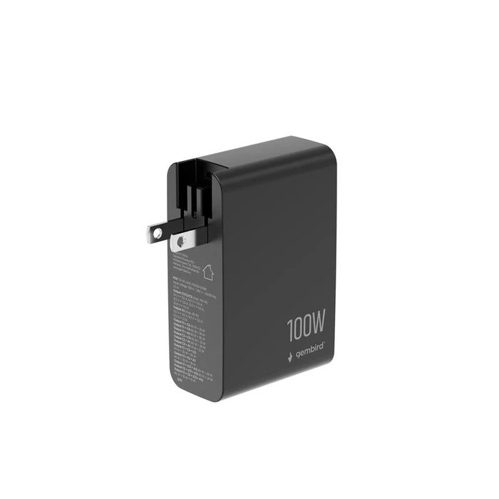Gembird Φορτιστής GaN 4-Θυρών 100W (3x USB-C PD + 1x USB-A QC3.0) Μαύρος - TA-UC-1A3C-PD100-01-BK