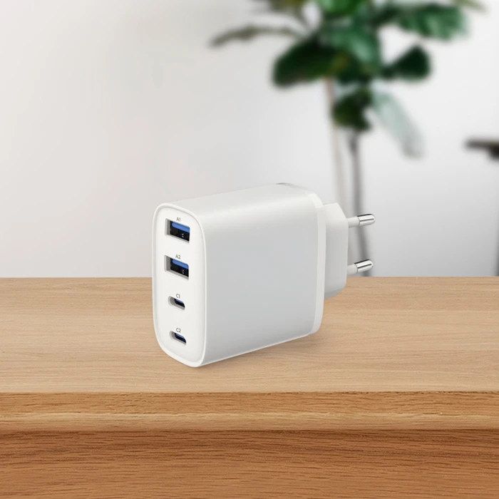 Gembird Φορτιστής GaN χωρίς καλώδιο 4-Θύρες (2xUSB-C PD, 2xUSB-A QC3.0) 40W Λευκός (TA-UC-2A2C-PD40-01-W)