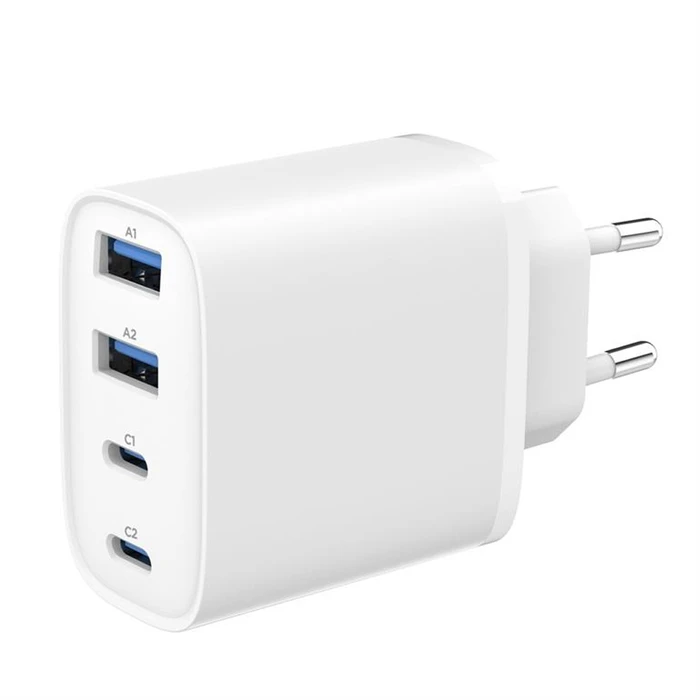 Gembird Φορτιστής GaN χωρίς καλώδιο 4-Θύρες (2xUSB-C PD, 2xUSB-A QC3.0) 40W Λευκός (TA-UC-2A2C-PD40-01-W)