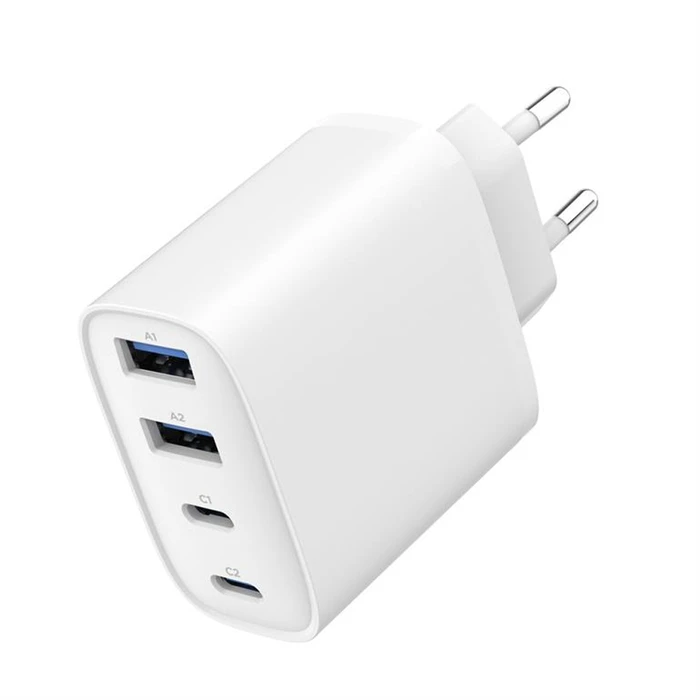 Gembird Φορτιστής GaN χωρίς καλώδιο 4-Θύρες (2xUSB-C PD, 2xUSB-A QC3.0) 40W Λευκός (TA-UC-2A2C-PD40-01-W)