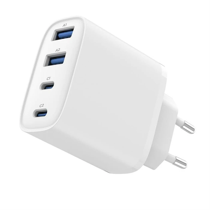 Gembird Φορτιστής GaN χωρίς καλώδιο 4-Θύρες (2xUSB-C PD, 2xUSB-A QC3.0) 40W Λευκός (TA-UC-2A2C-PD40-01-W)